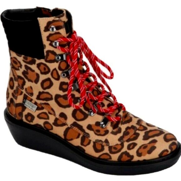 NEW IN BOX KENNETH COLE REACTION "RHYME" HIKER-STYLE BOOT LEOPARD 7.5 - Picture 1 of 4